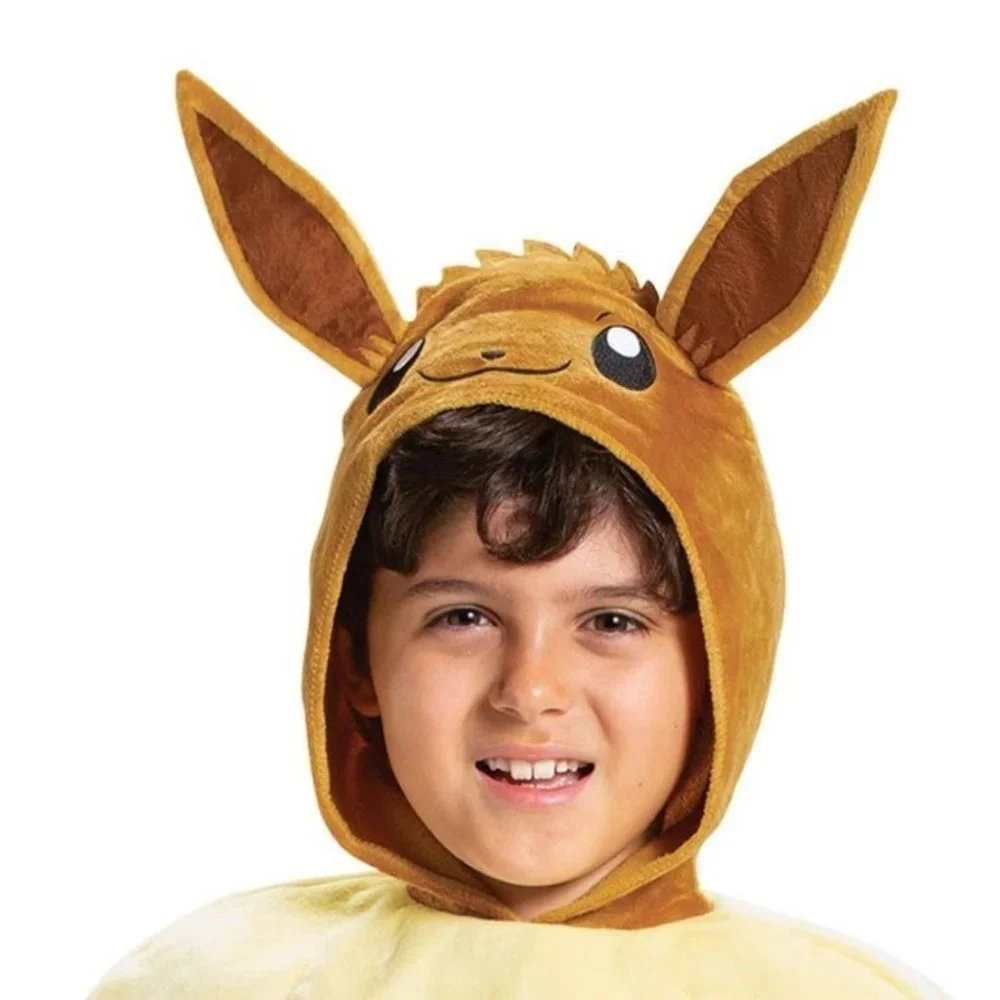 Pokemon EEVEE Halloween Costume 4/6 Brown 2 Pc Hooded Jumpsuit & Collar Unisex - Picture 2 of 10